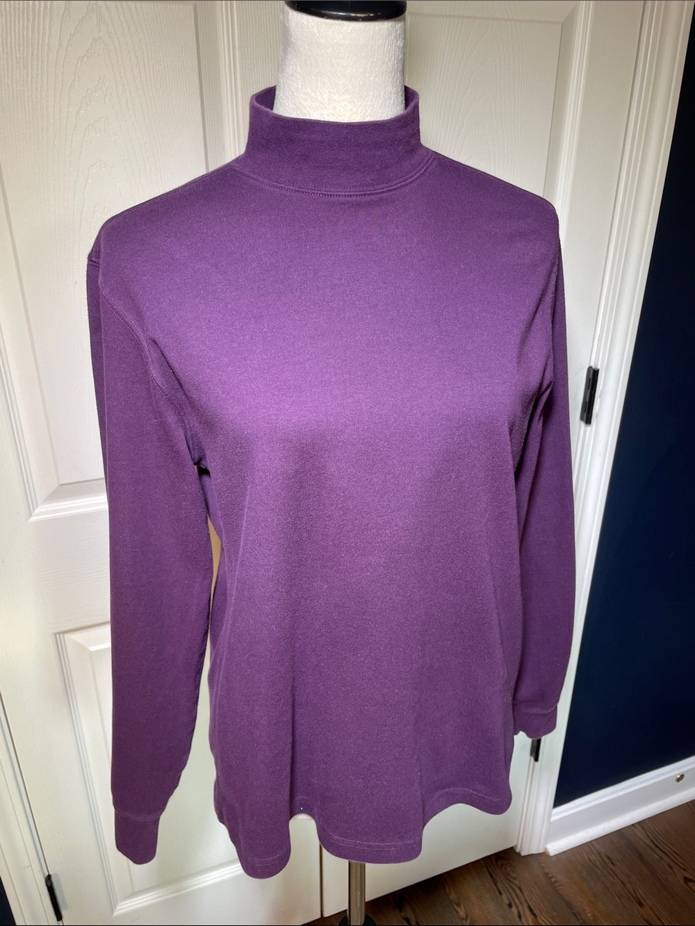 Lands' End Deep Purple Mock Neck Long Sleeve Top Size Medium